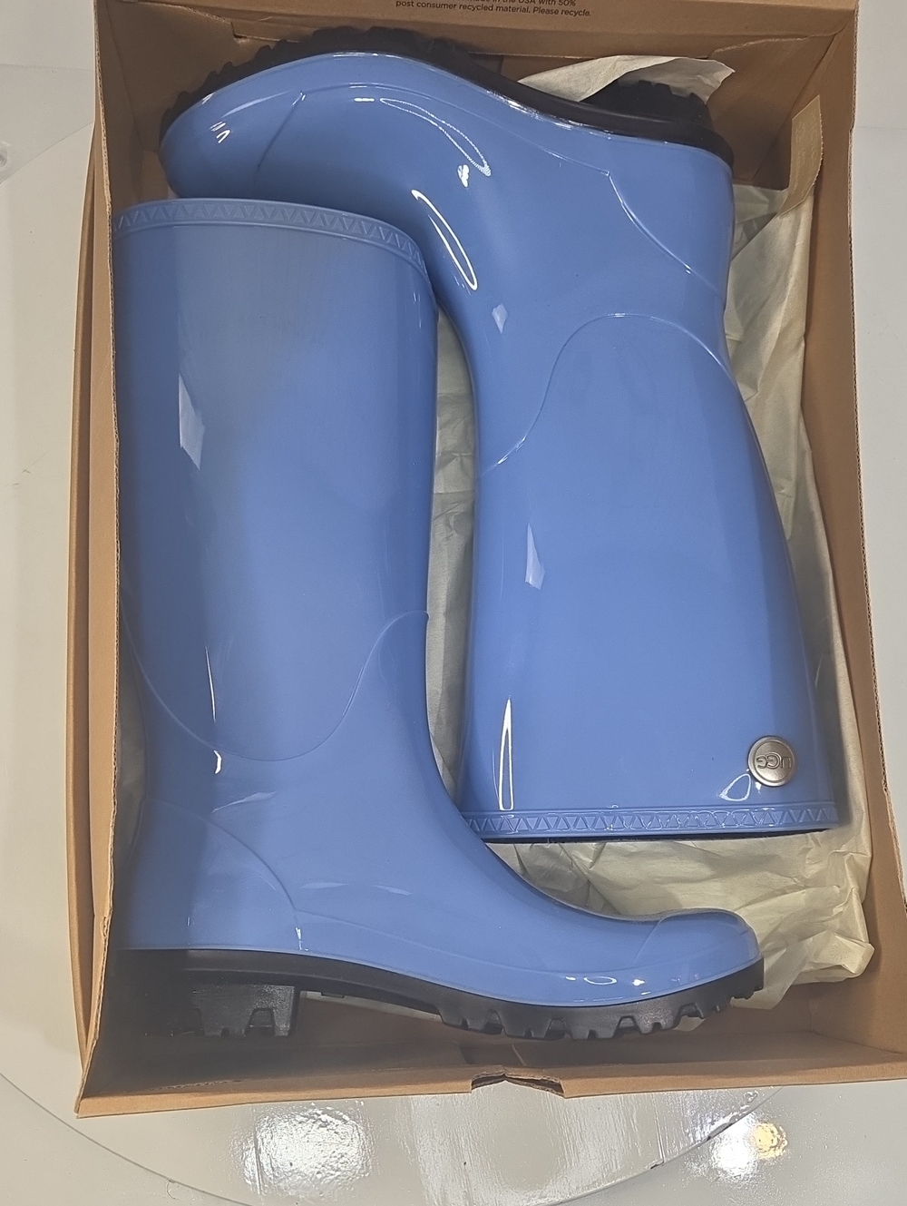 UGG Shaye Tall Rain Boots Sky Blue Size 9 NWT
